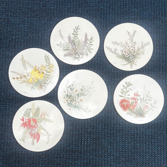 RARE Vintage JASON Wild Flower Round Placemats Set Of 6 - Picture 2 of 10